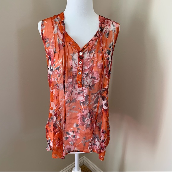 Bellatrix Tops - Bellatrix Sheer Floral Sleeveless Blouse